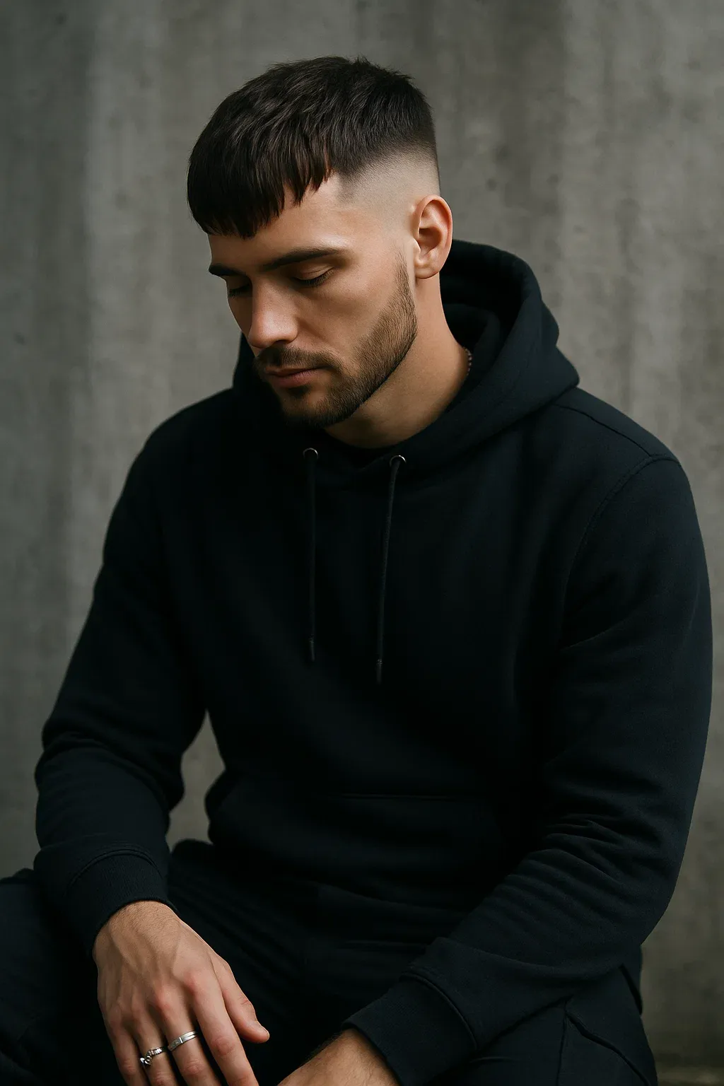 Fringe Long Buzz Cut Fade