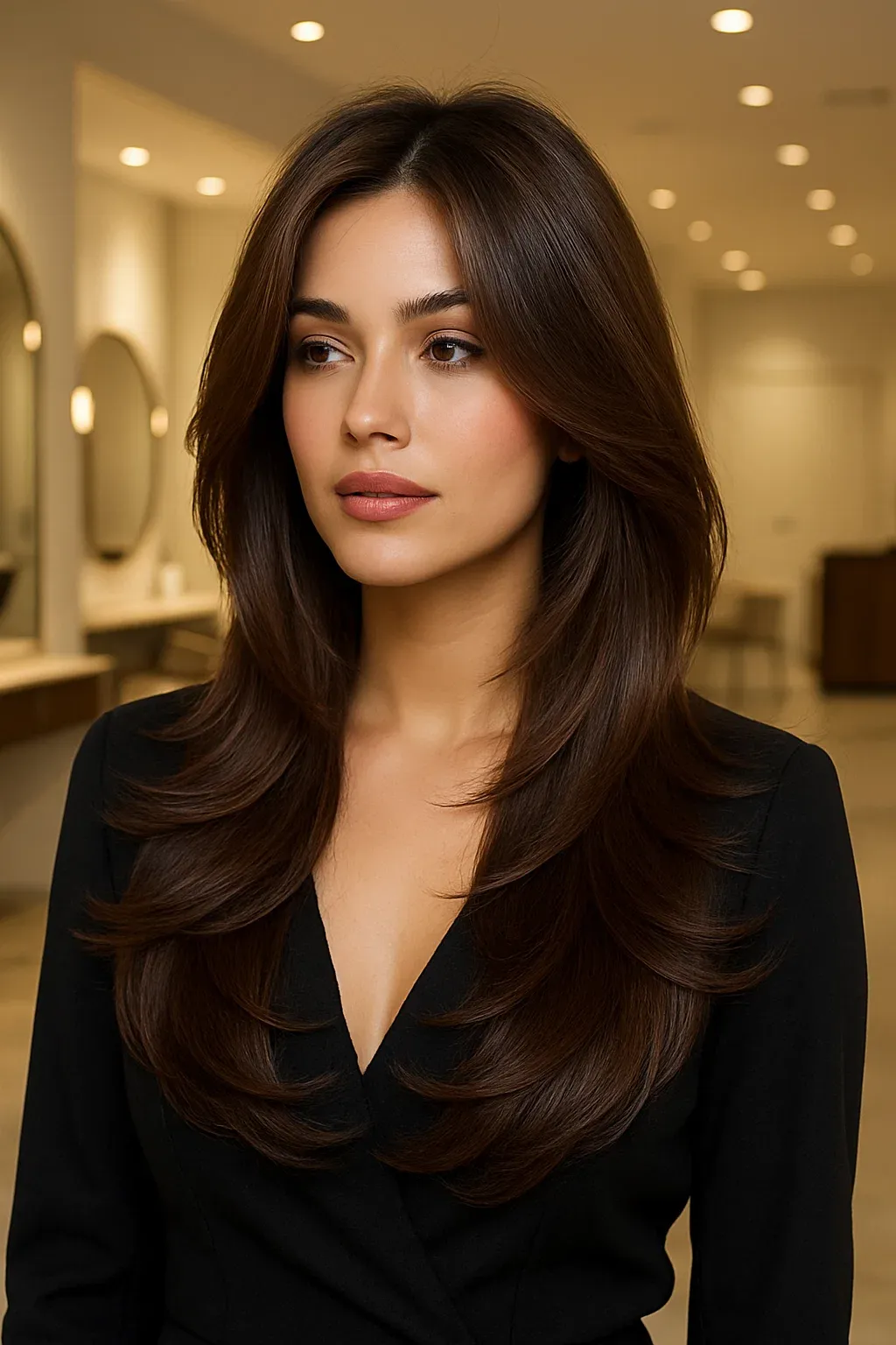 Long Hair Layered Butterfly Haircut