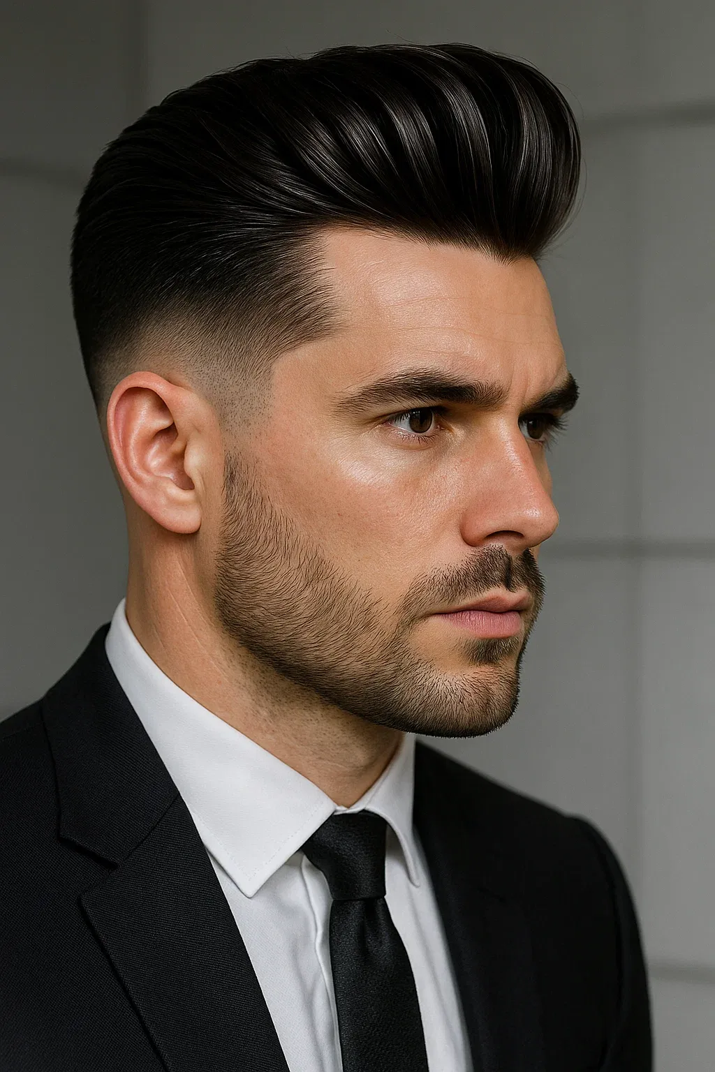 Mid Fade with Pompadour