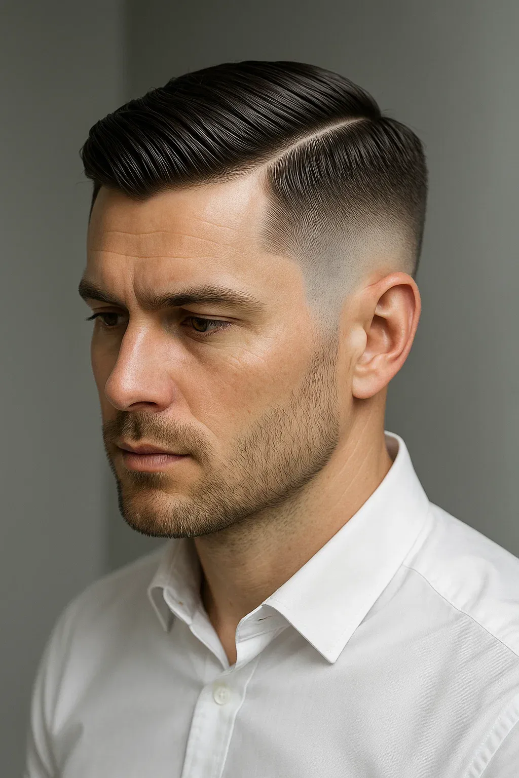 Mid Fade with Side Part