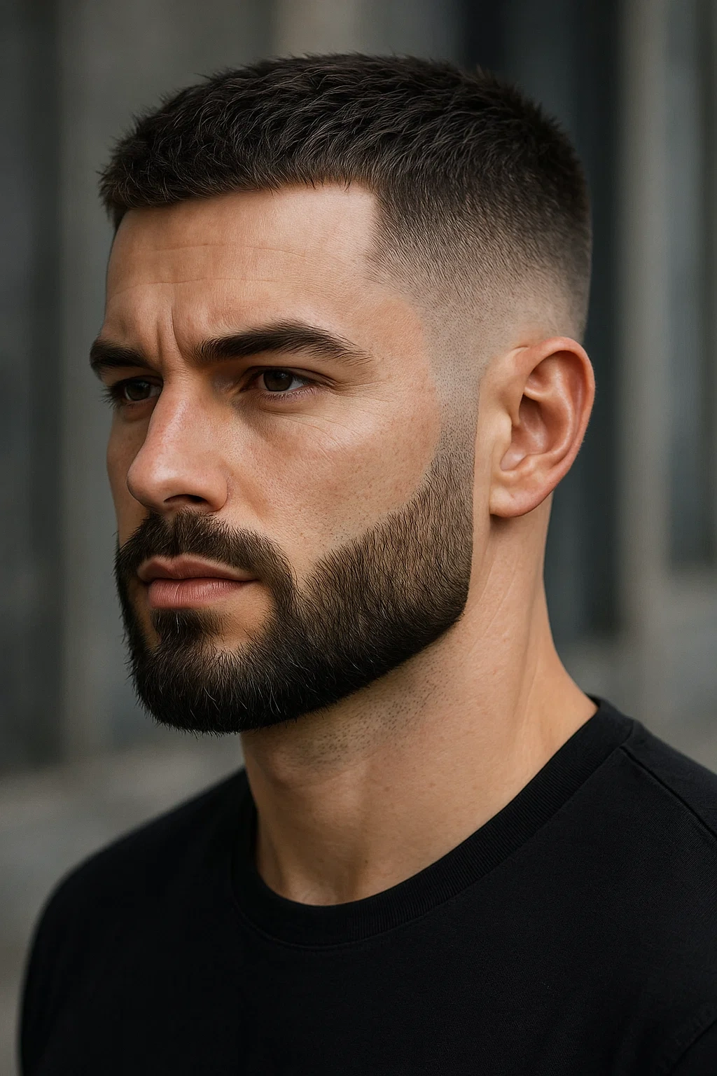Short Beard Short Mid Fade Haircut