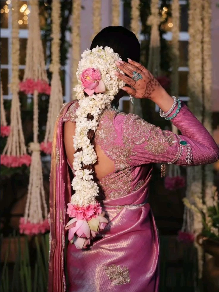 messy bun gajra hairstyle